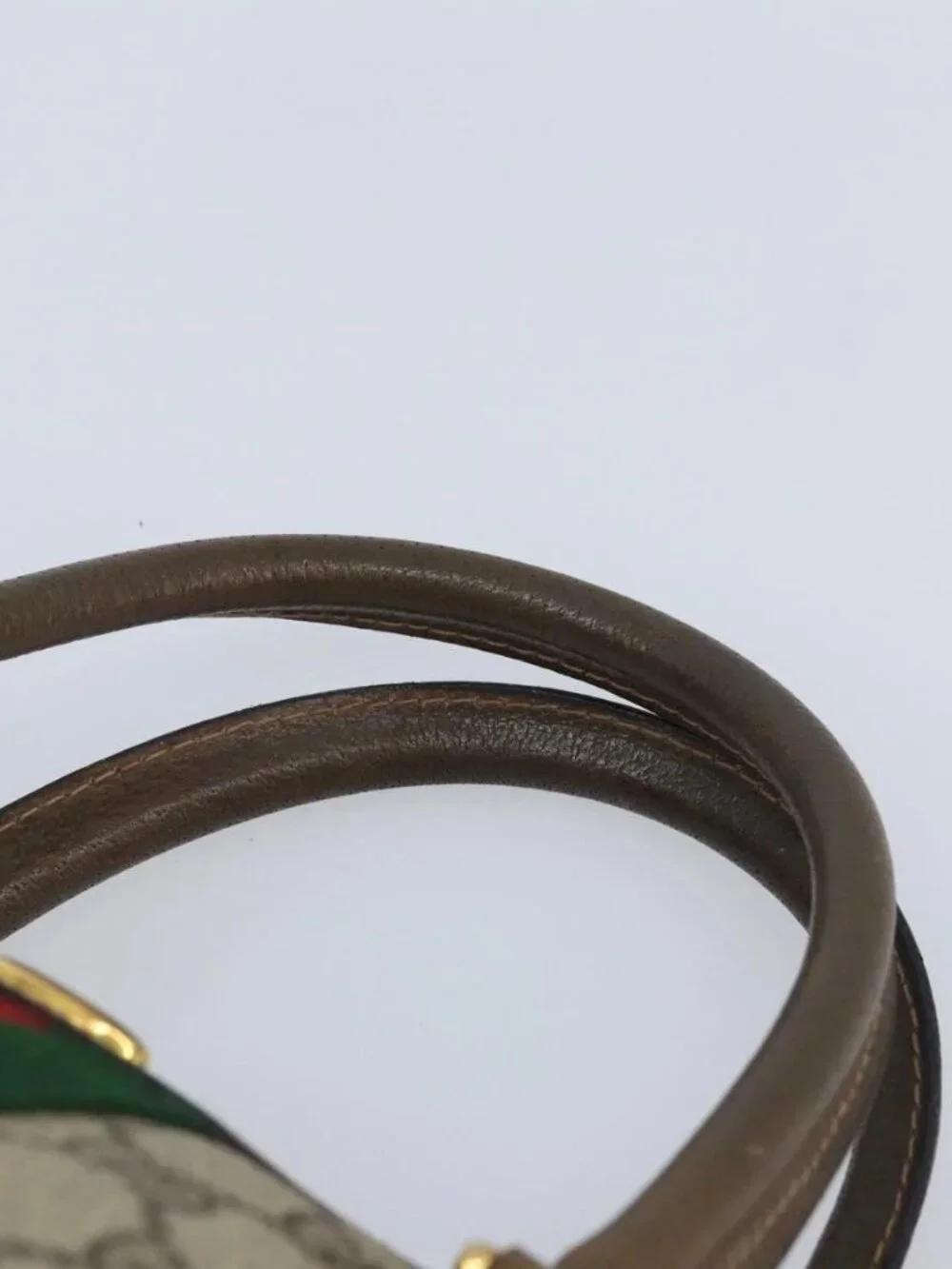 GUCCI GG Supreme Web Sherry Line Boston Bag PVC Beige Gold 24 02 007 Auth ka2825 - Picture 9 of 16